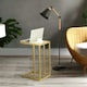 image 5 of Set of 2 Tempered Glass Sofa Side Table Gold