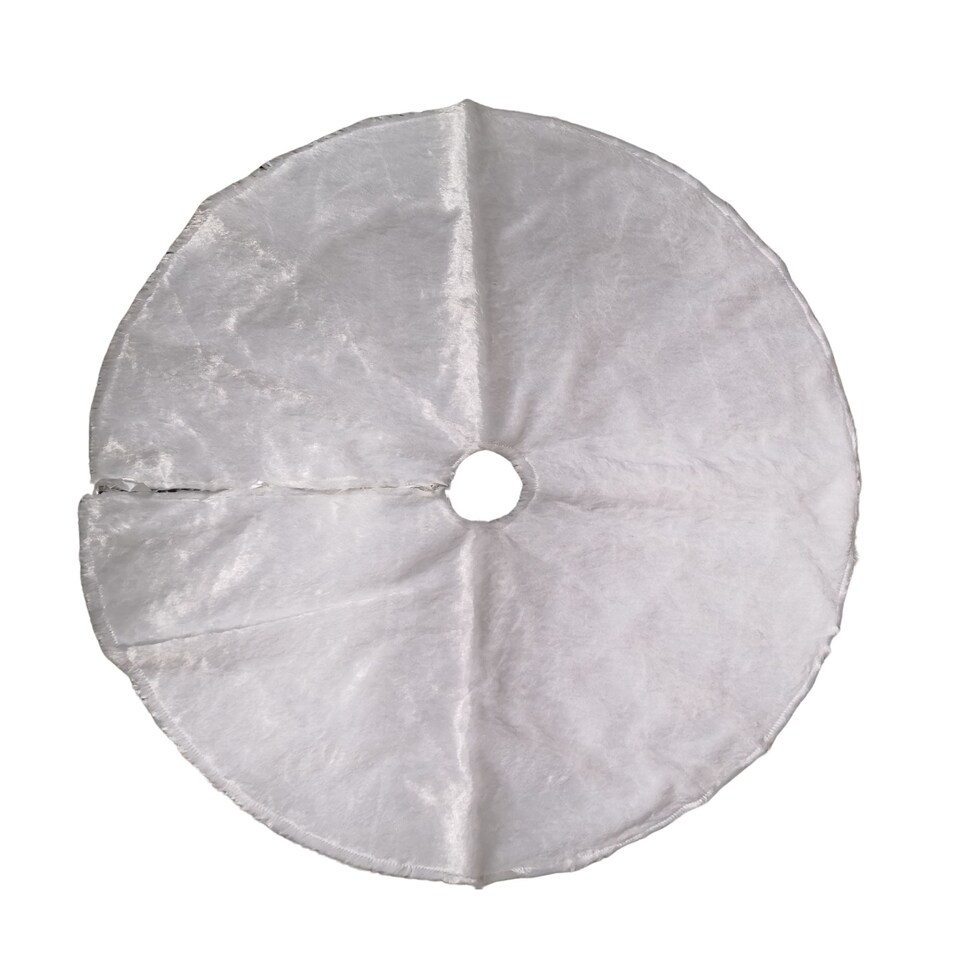 image 1 of 90cm USB Powered LED White Fur Fabric Christmas Tree Skirt