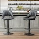 image 7 of 2PC Height Adjustable 360 PU Leather Swivel Barstools Set Black | Black