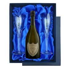 Dom Perignon Brut 2015 Champagne 75cl in Blue Luxury Presentation Set With Flutes