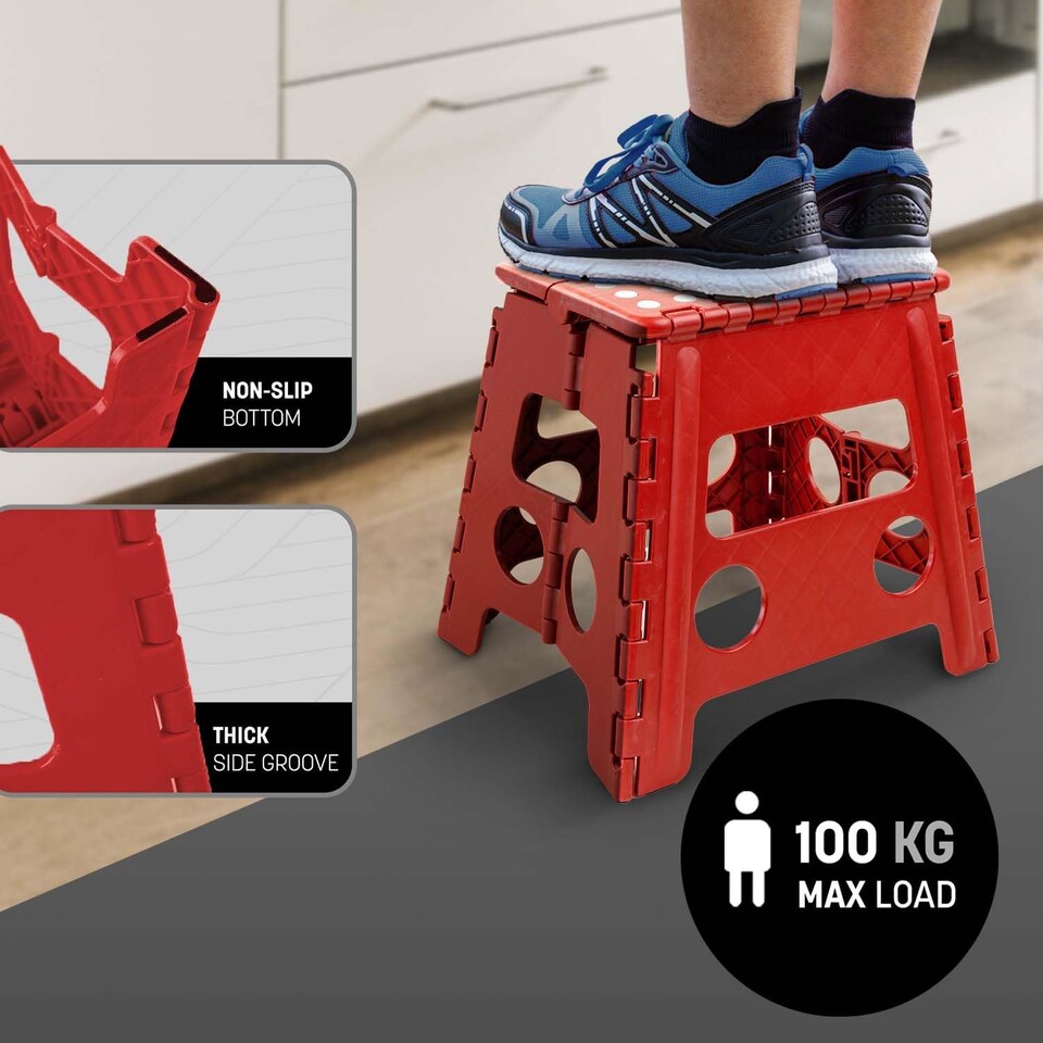 image 1 of Keplin Heavy Duty Folding Step Stool Non-Slip Plastic with Carry Handle, 13 Inch