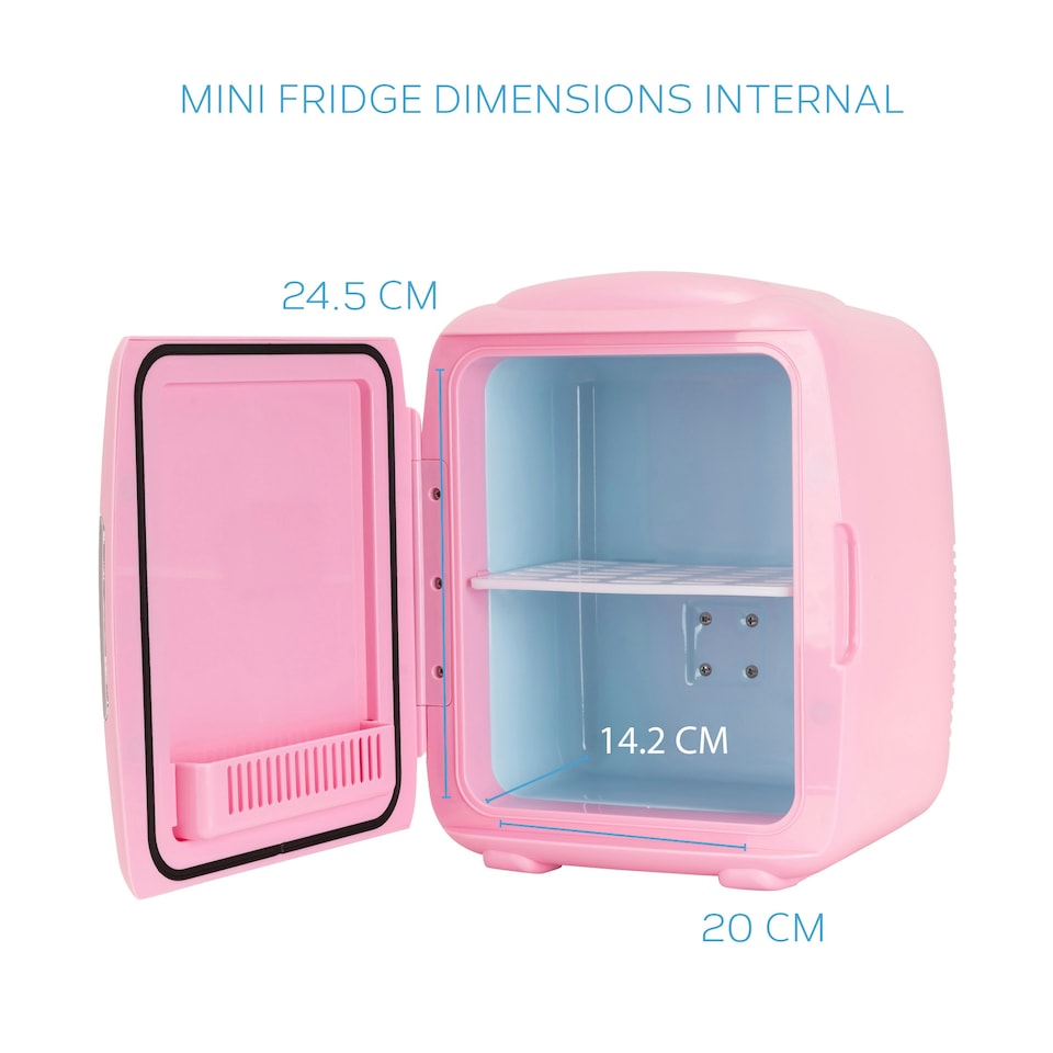 image 1 of MONCOOK Mini Fridge For Bedrooms - Small, Portable & Quiet Mini Fridges For Skincare, Medicine, Food & Drinks - Cooling & Warming Function - 9L - Pink Mono