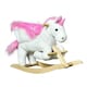 image 1 of HOMCOM Kids Wooden Ride On Unicorn Rocking Horse Plush Toy Soft Seat Pink