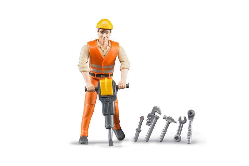 image 1 of Bruder bworld Construction worker with accessories Detailed Vehicle & Playset Model