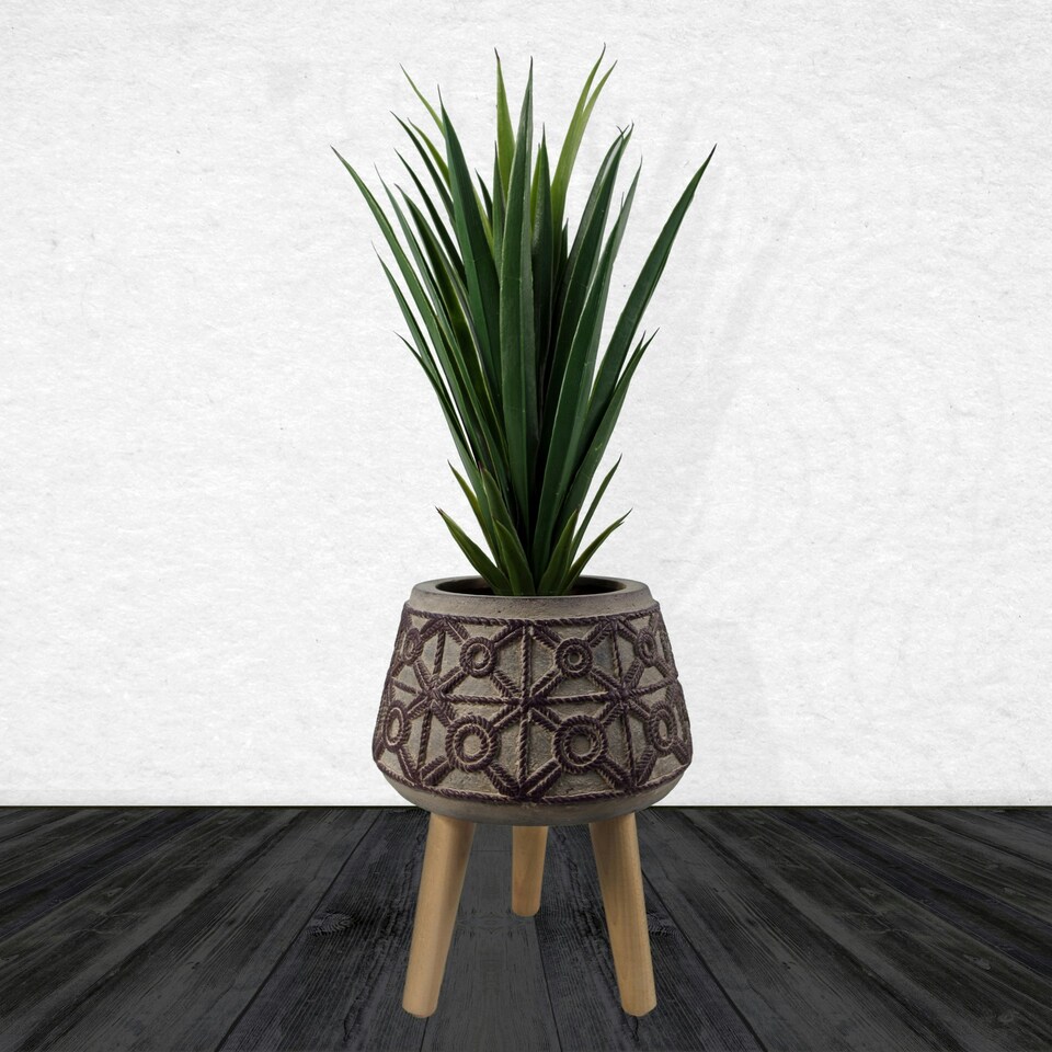 image 1 of Embossed Composite Large Planter Brown