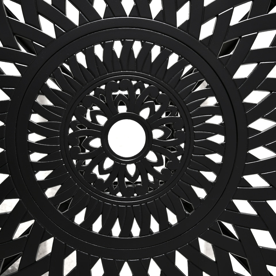 image 1 of Outsunny 78 cm Round Garden Dining Table with Parasol Hole Antique Cast Aluminium Outdoor Table Only, Black