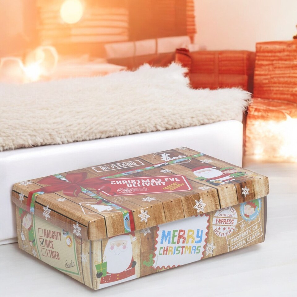 image 1 of Medium Santa Gift Storage Boxes - 45x34x12.5cm | Brown | Brown & Set of 3 | 3
