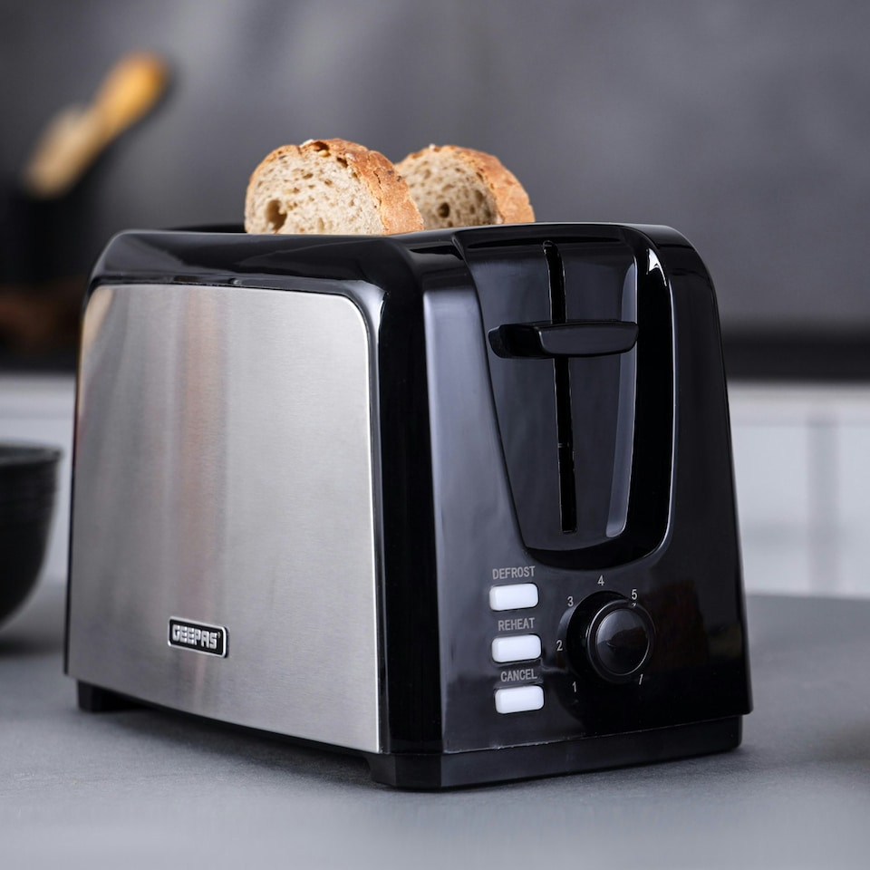 image 1 of GEEPAS 2 Slice Bread Toaster & 1.8L Electric Kettle Kitchen Combo Set | Silver