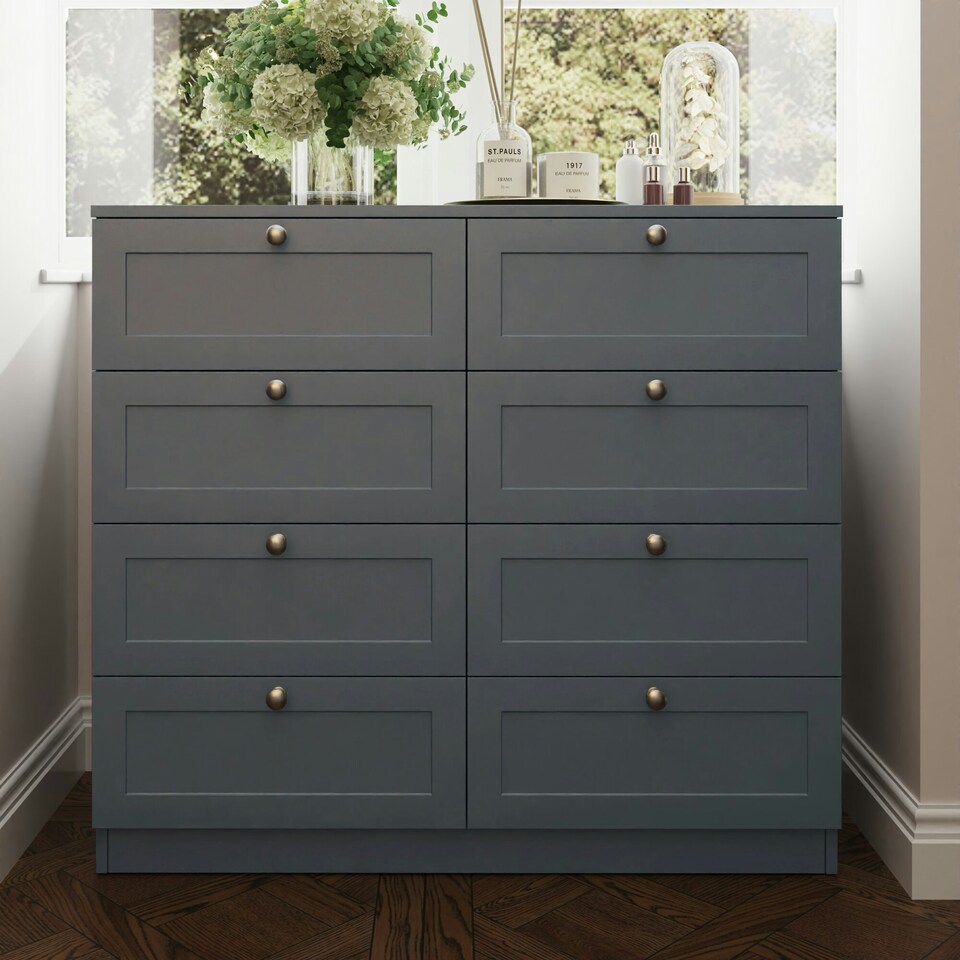image 1 of FWStyle Artus Shaker 8 Drawer Chest Of Drawers Matt Grey