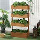 image 2 of Outsunny Raised Garden Bed Wooden Plant Stand Orange