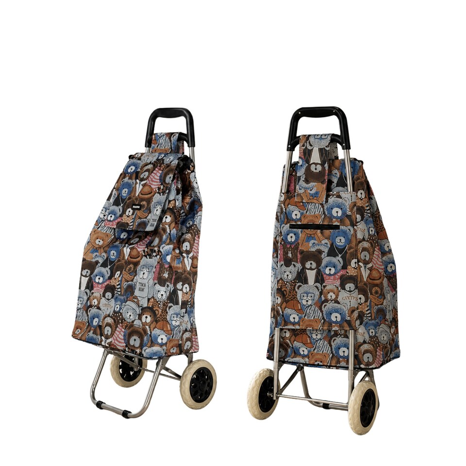 image 1 of Travel Teddybear Shopping Trolley - Dimensions for the Frame and the Bag are Included Brown