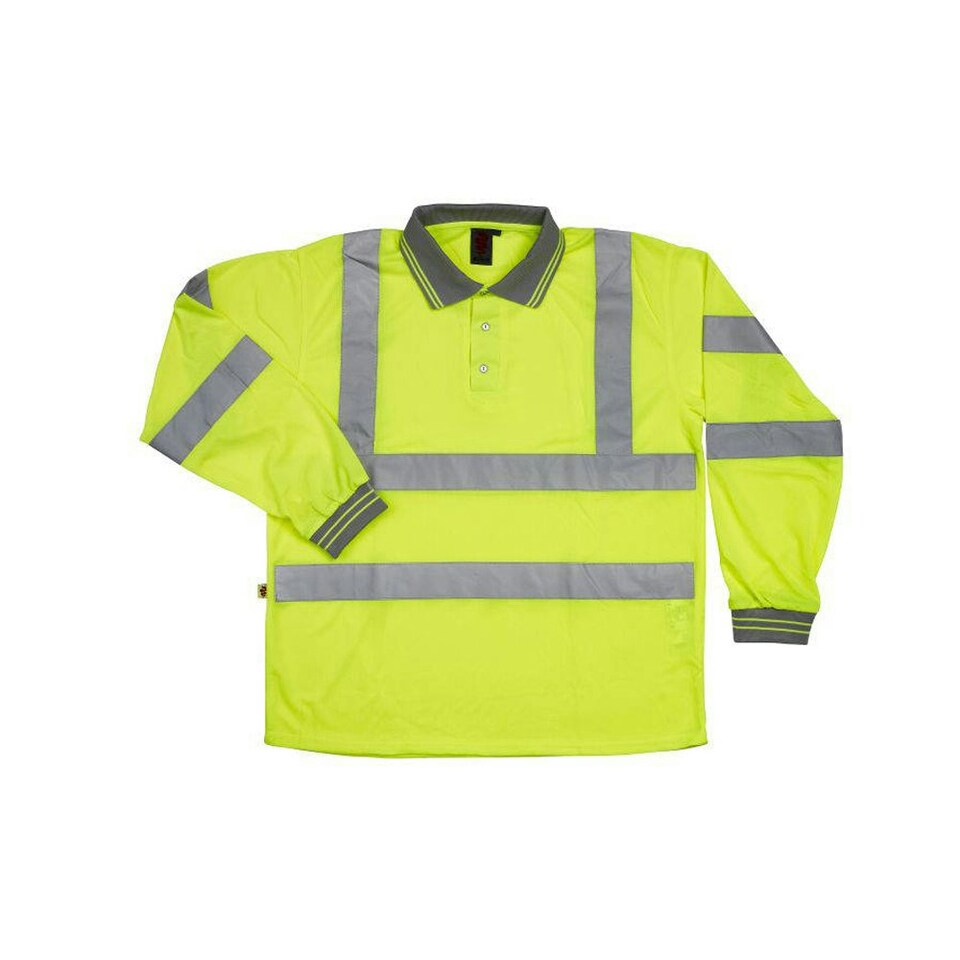 Warrior Unisex Adult Hi-Vis Long-Sleeved Polo Shirt - Yellow - 3XL