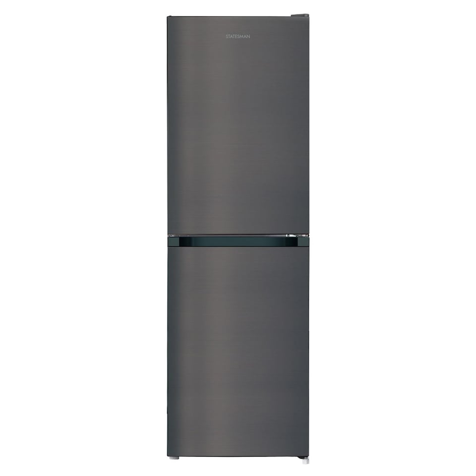 Statesman F01754LFX Freestanding 50/50 Fridge Freezer Low Frost with 4 Freezer Compartments, 3 Adjustable Shelves, 154L Fridge, 100L Freezer, 54 cm Wide, Dark Inox