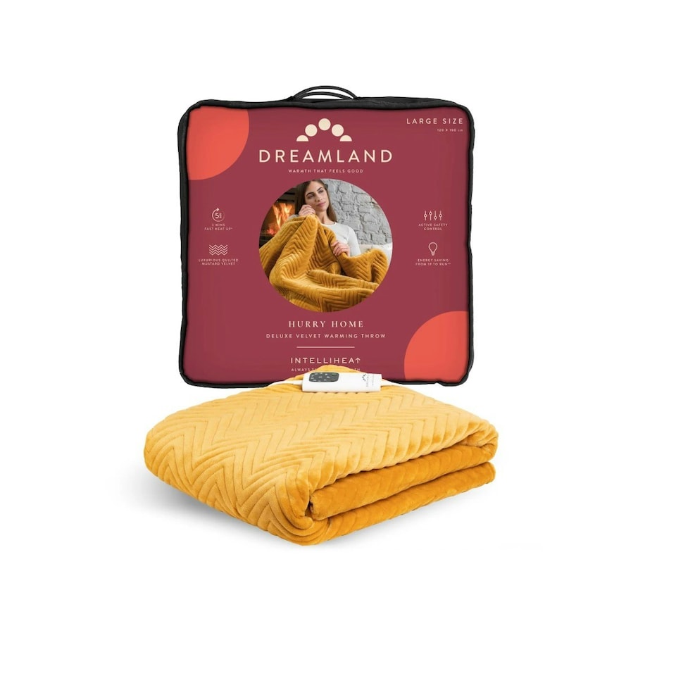 Dreamland HurryHome Warming Throw-Mustard 160X120