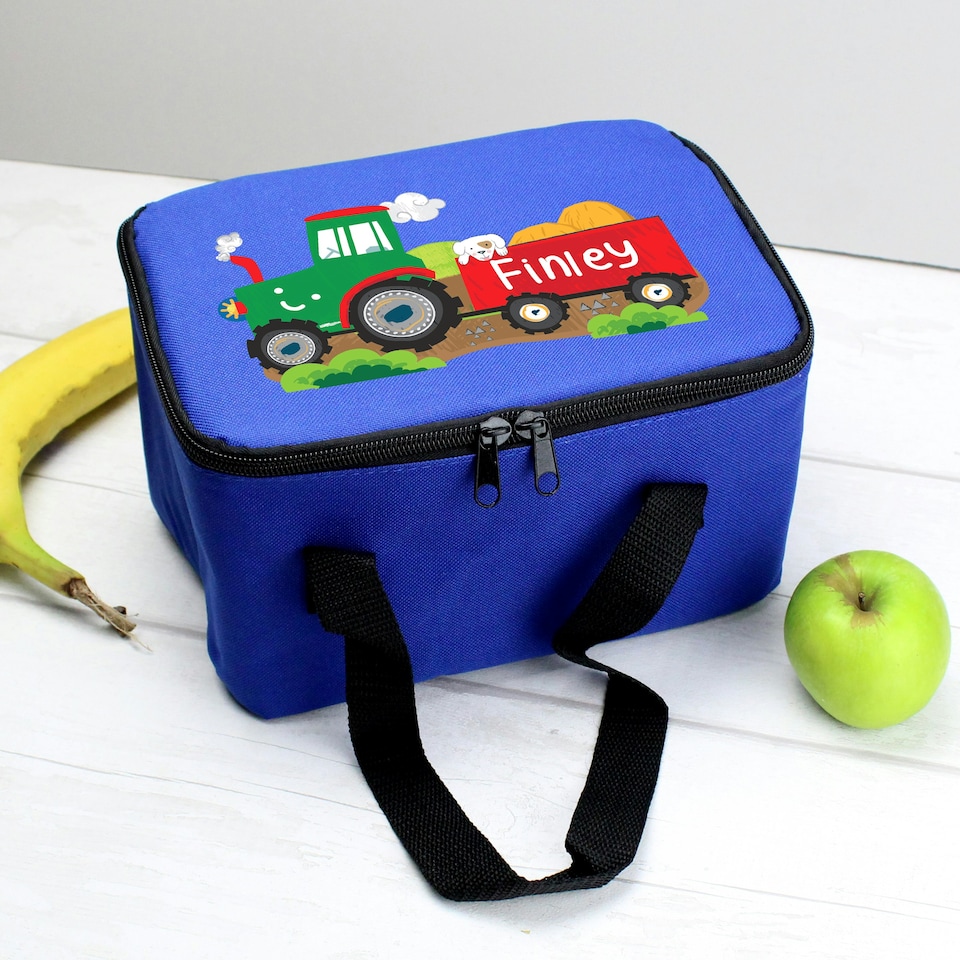 image 1 of Personalised Tractor Blue Lunch Bag