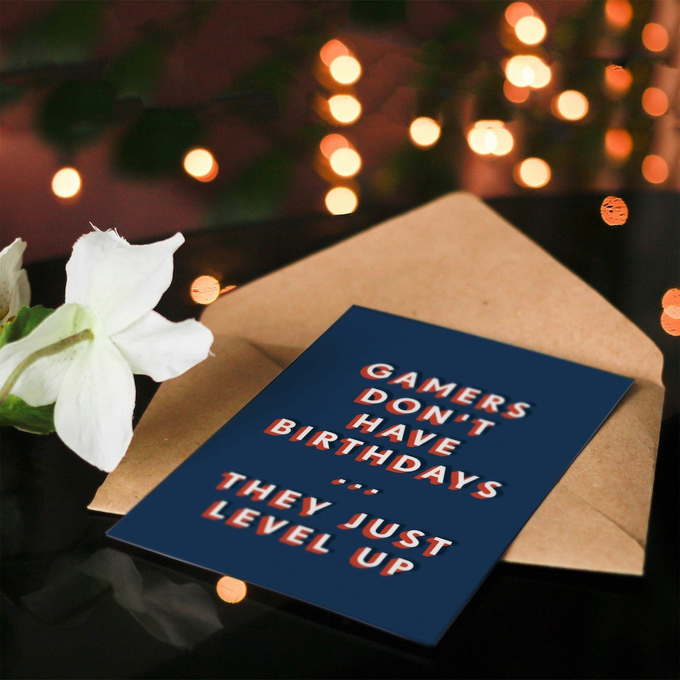 image 1 of Gamers Just Level Up Fun Bold Simple Modern For Him Birthday Card