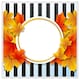 image 1 of Orange& red autumn leaves on black stripes (Picture Frame) White | M