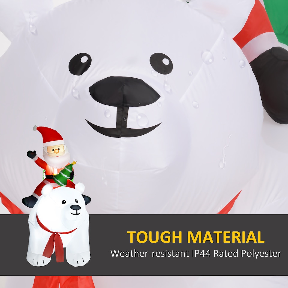 image 1 of Outsunny 6.6FT Christmas Inflatable Santa Claus Riding on Polar Bear, Christmas Blow Up Outdoor LED Display for Garden Party