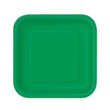Emerald Green Square Paper Plates 17cm - Pack of 16