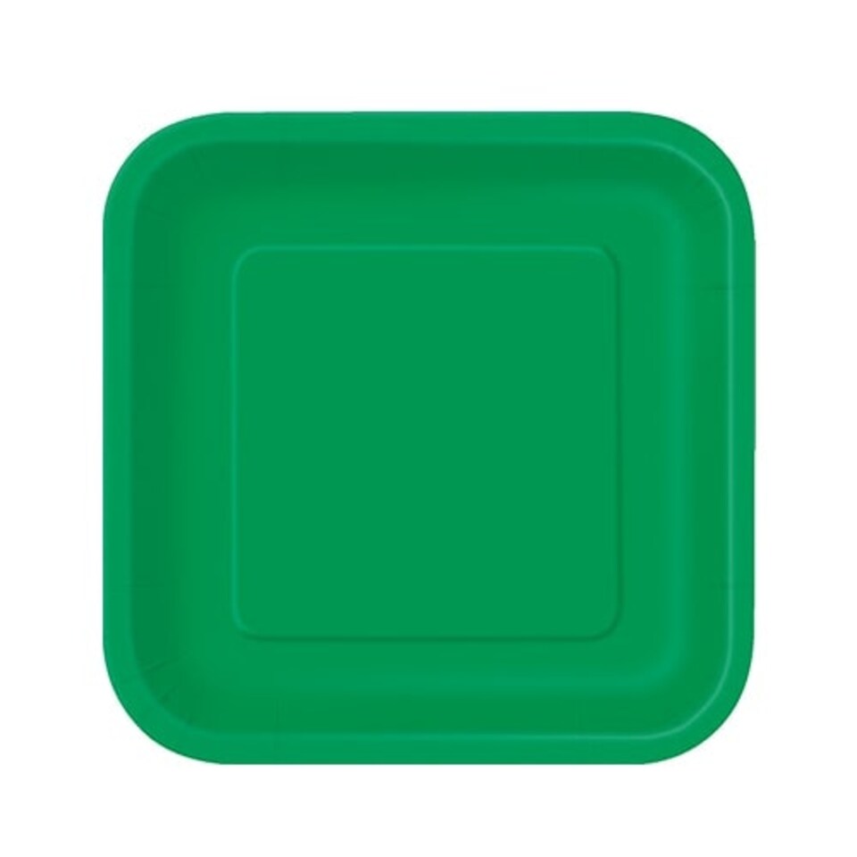 Emerald Green Square Paper Plates 17cm - Pack of 16
