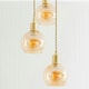 image 2 of ValueLights Bellamy Amber Glass Globe 3 Drop Cluster Brushed Gold Ceiling Pendant Light Gold