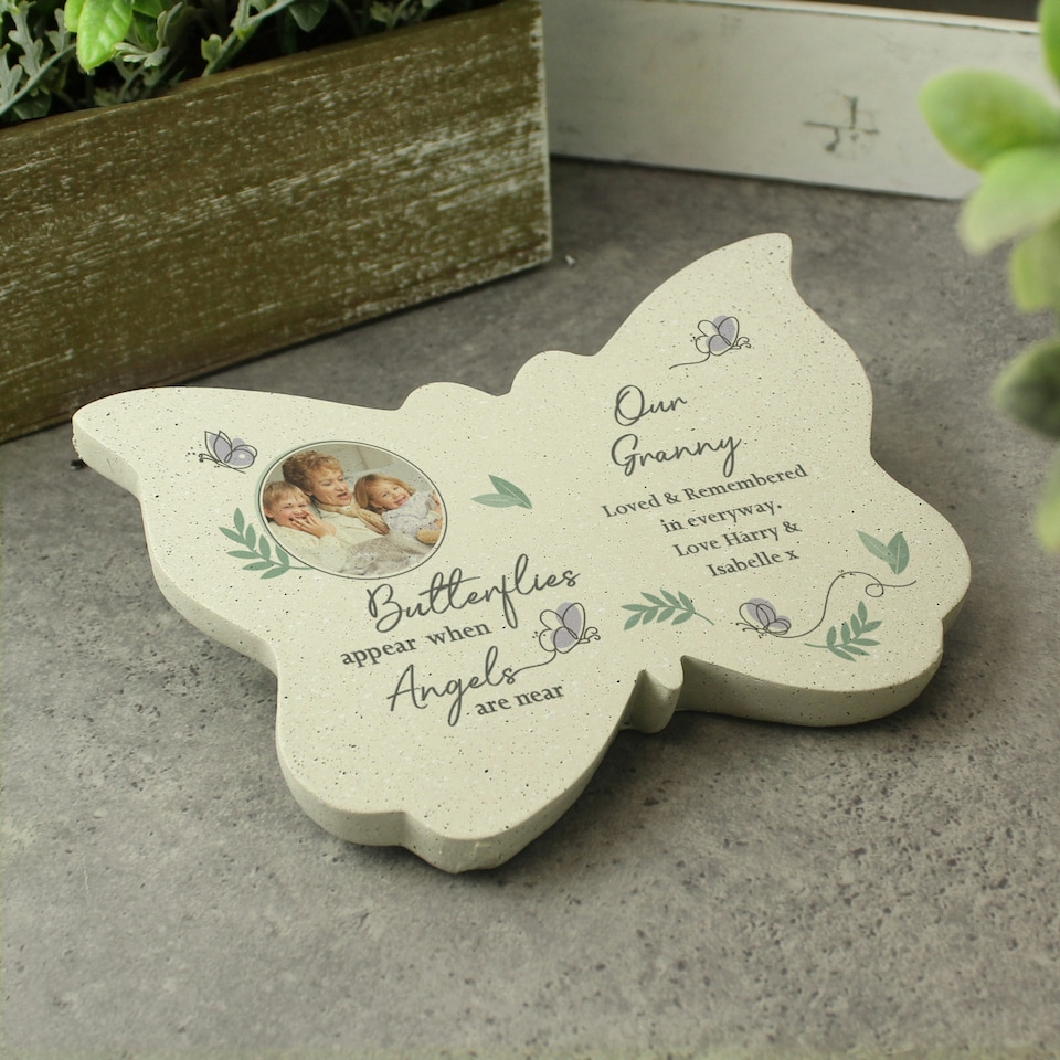 image 1 of Personalised Butterflies Appear Photo Upload Memorial Resin Butterfly