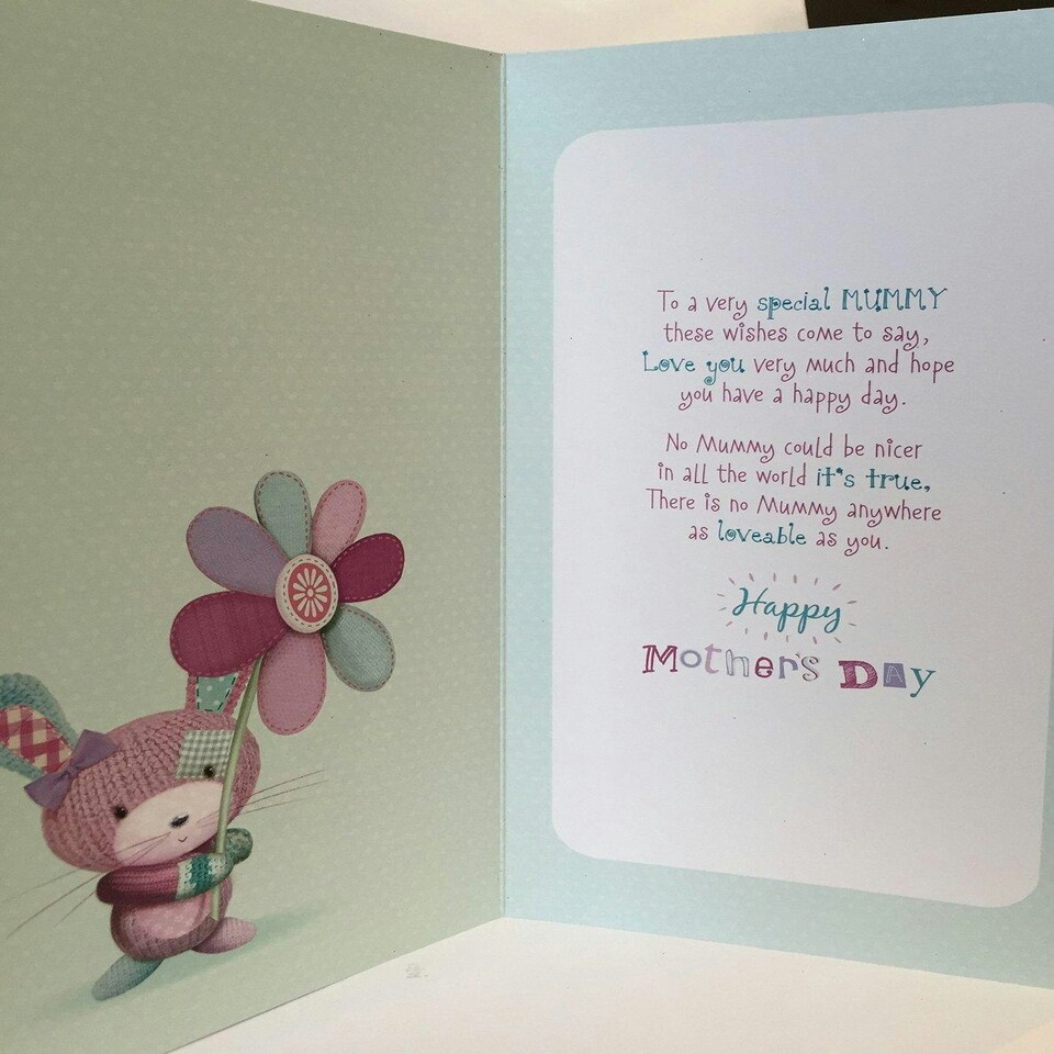image 1 of Mummy Happy Mother's Day Cute Knitted Bear Card