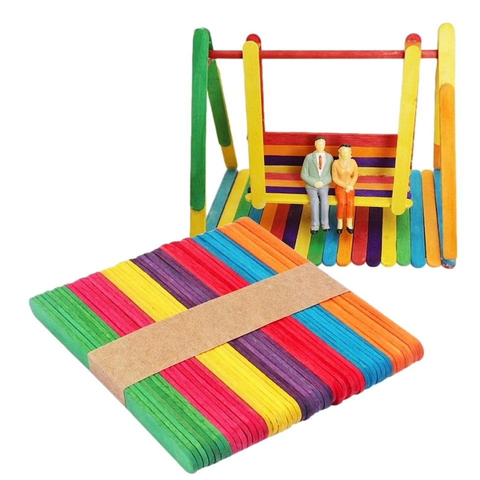 image 1 of Pack of 100 Assorted Colour Wooden Craft Sticks