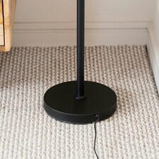 ValueLights Kristina Frosted White Shade 3 Way Black Metal Uplighter Floor Lamp