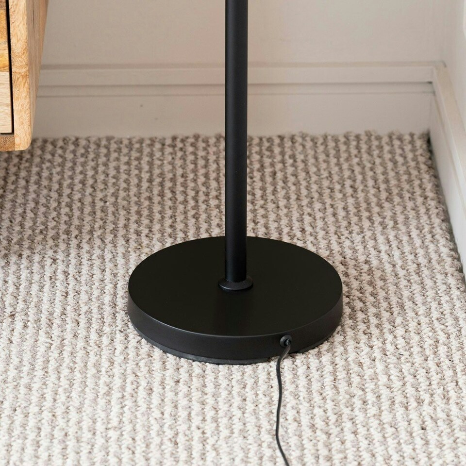 image 1 of ValueLights Kristina Frosted White Shade 3 Way Black Metal Uplighter Floor Lamp