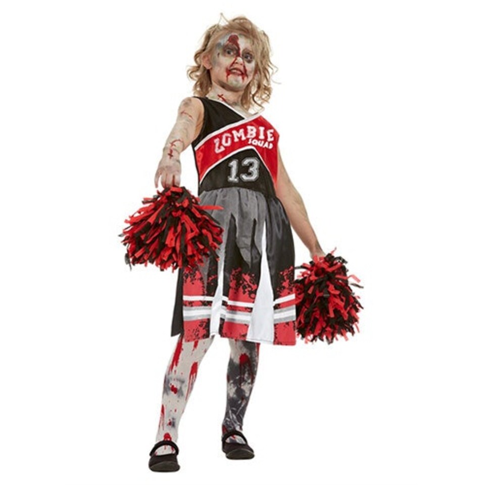 image 1 of Zombie Squad Cheerleader Girls Fancy Dress Costume Kids Large - Age 10-12