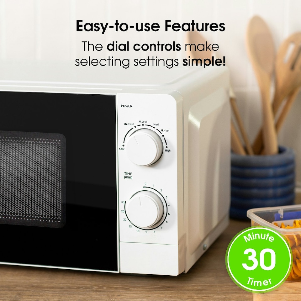 image 1 of Abode AMM2005 White Microwave 700W 20L Manual with 5 Power Levels & Defrost