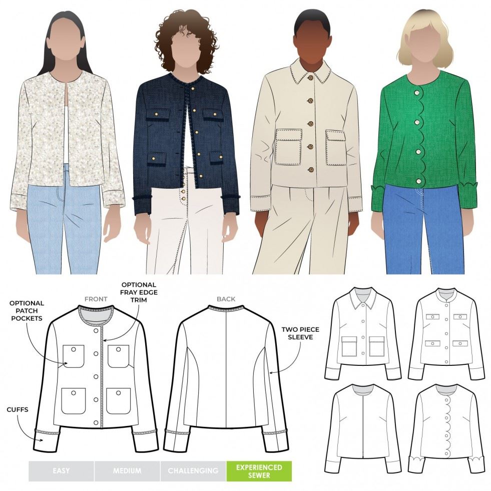 Style Arc Sewing Pattern Delphine Jacket, Jackets for Women - Sizes 4-16 - Advanced