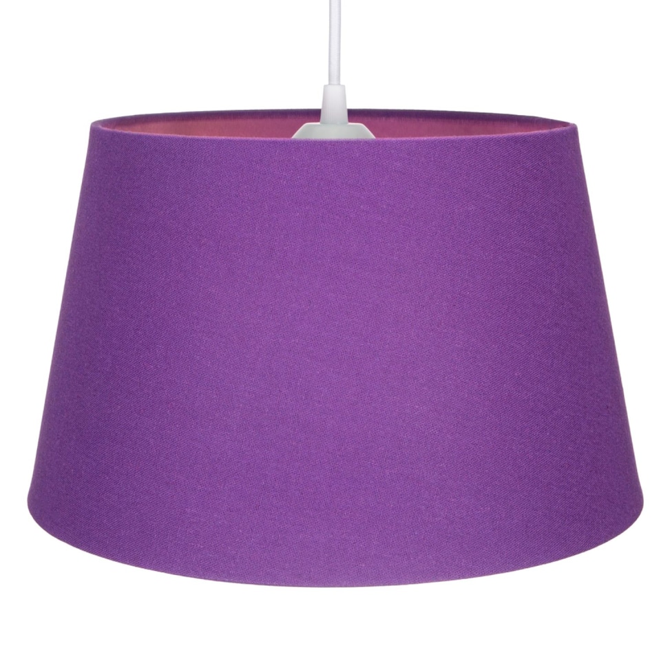 image 1 of Traditional 30cm Purple Linen Fabric Drum Table/Pendant Shade 60w Maximum | Purple | Purple | 1