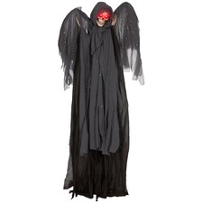 HOMCOM 195cm 77 Winged Grim Reaper Outdoor Halloween Decoration, Halloween Animatronic with Sound Activated, Light Up Eyes, Sound Effects, Animated Prop for Haunted House