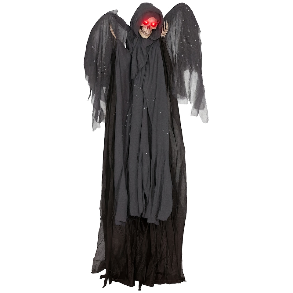 image 1 of HOMCOM 195cm 77 Winged Grim Reaper Outdoor Halloween Decoration, Halloween Animatronic with Sound Activated, Light Up Eyes, Sound Effects, Animated Prop for Haunted House