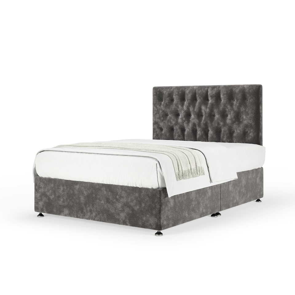 image 1 of Super Ortho Orthopaedic Charcoal Chenille Divan Set And Lona Headboard Small Single