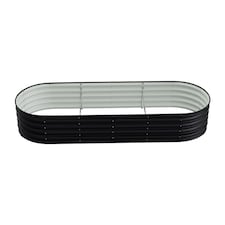 Living and Home 2.4m Gardens Bed Oval-Shaped Galvanized Steel Garden Planter With Plant Support Trellis, Black | Black | 240cm W x 80cm D x 42cm H