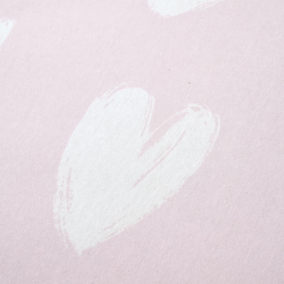 image 1 of Catherine Lansfield Brushed Cotton Hearts Fitted Sheet | White | Cot Bed
