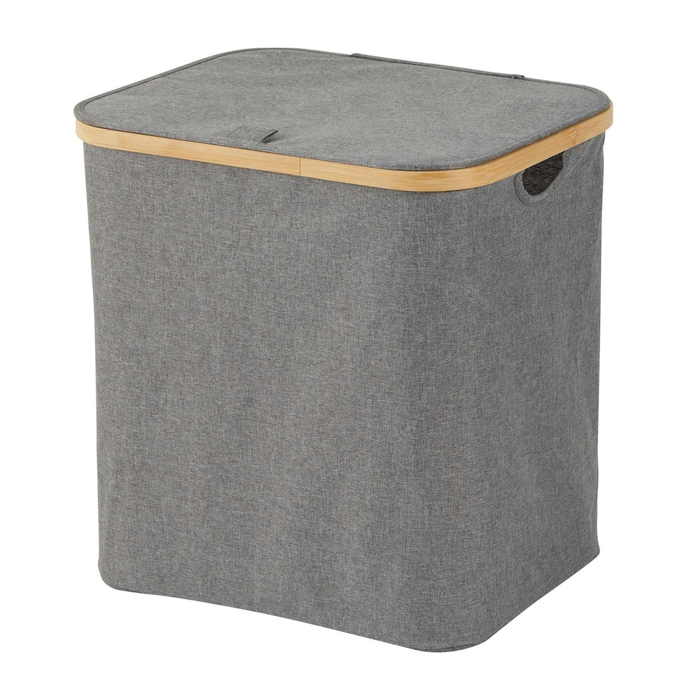 image 1 of Showerdrape Cotswold Grey Large Laundry Hamper with Lid 420 x 405mm