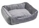 image 1 of Grey Velvet Square Bed - Extra Large
