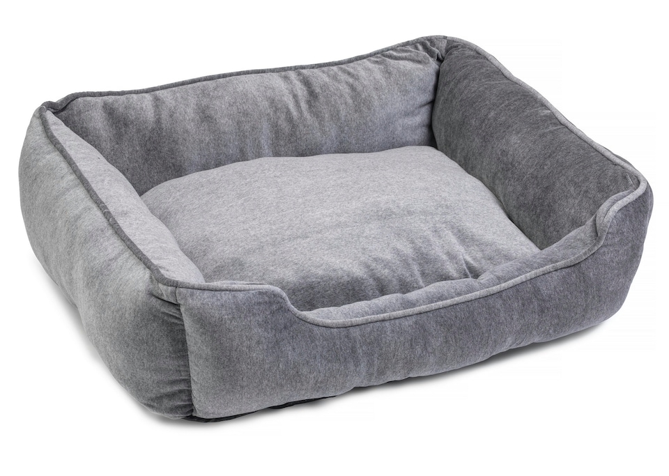 image 1 of Grey Velvet Square Bed - Extra Large