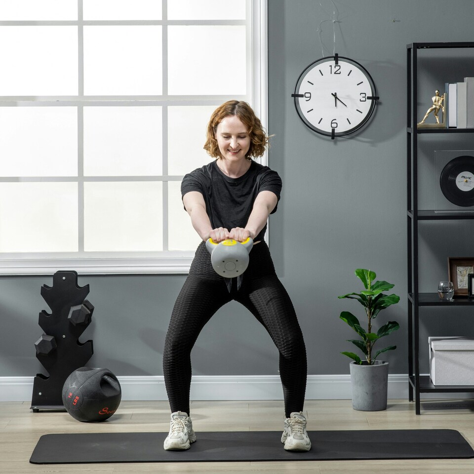 image 1 of SPORTNOW Kettle Bell with Handle for Home Gym Orange | 8