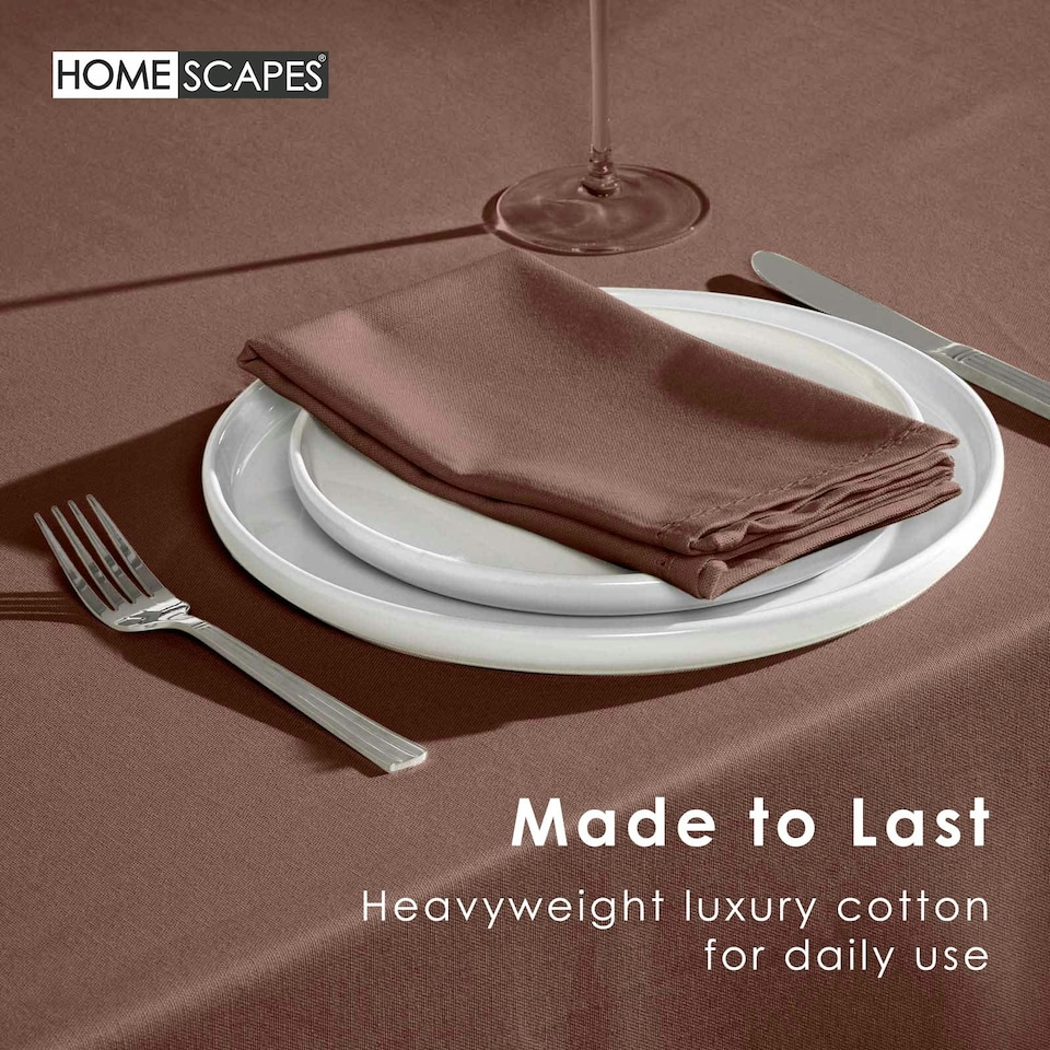 image 1 of Homescapes Chocolate Brown Cotton Round Tablecloth - 178 cm Brown
