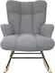 image 2 of Alivio Comfortable Teddy Rocking Arm Chair with High Backrest (Grey)