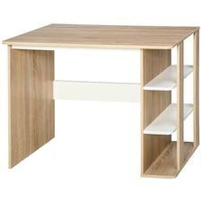 HOMCOM Duo Work Desk & 3-Tier Side Shelves Wide Table Sturdy Frame