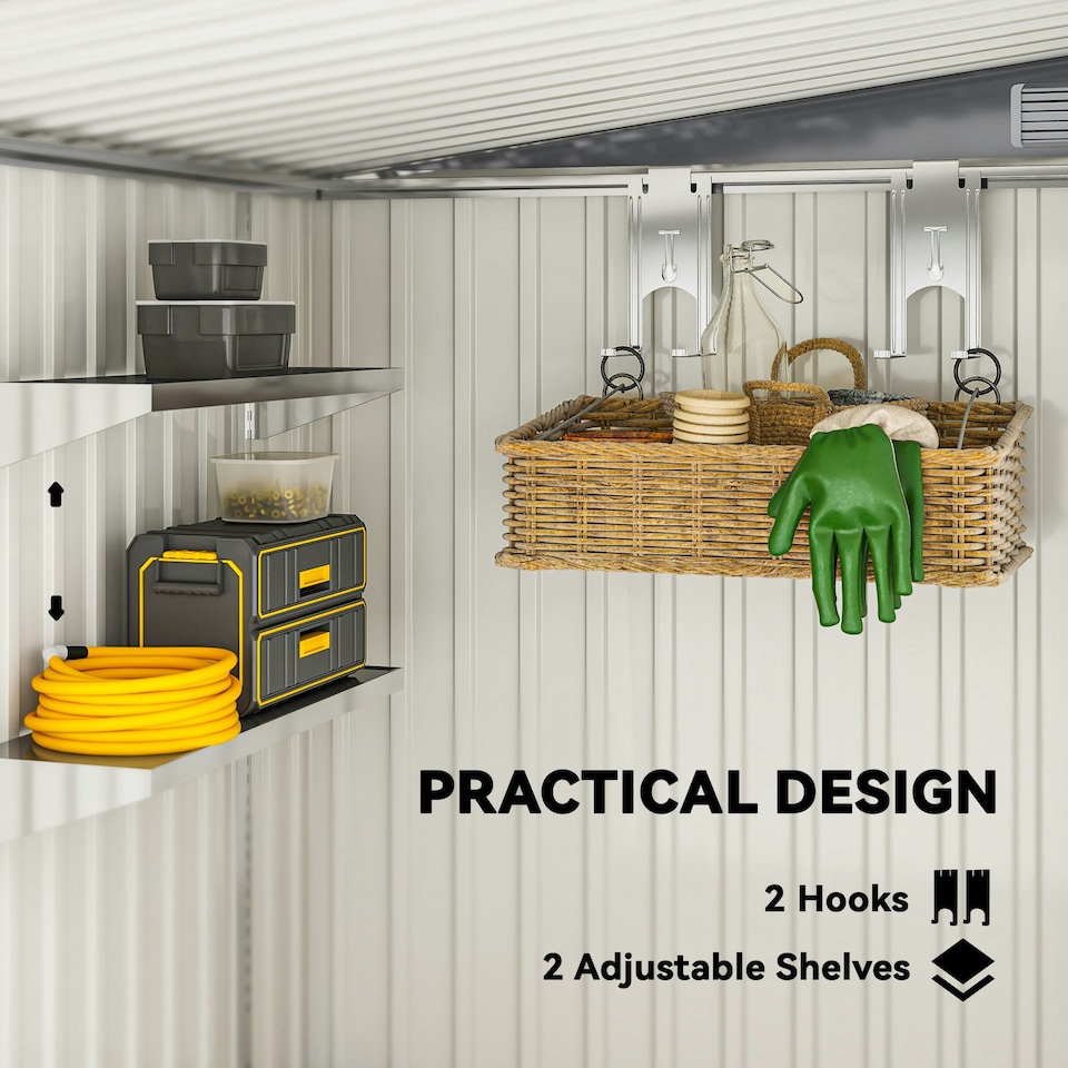 image 1 of Outsunny 7 x 5FT Garden Shed w/ Foundation Lean to Metal Tool Shed Dark Grey | Multi | 154W x 206.5D x 181Hcm | 1