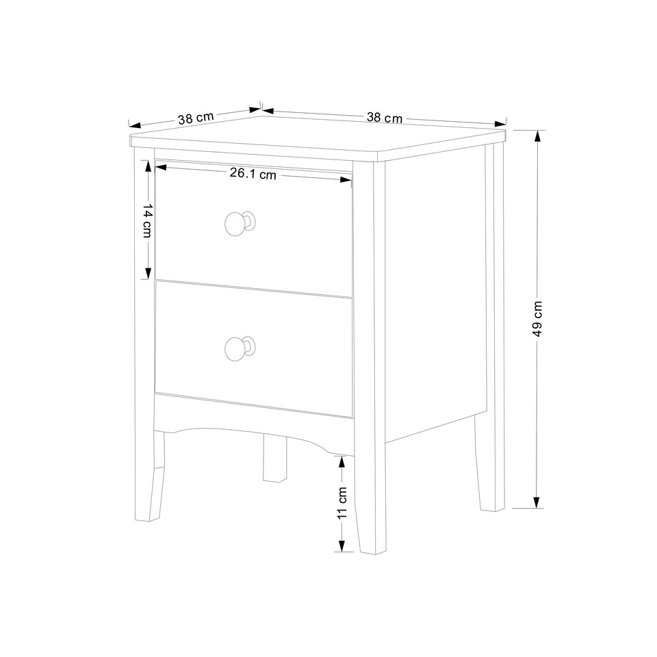 image 1 of Como 2 Drawer Petite Bedside Cabinet - Compact Shaker-Style Bedroom Storage | Grey | Grey | One Size | 1