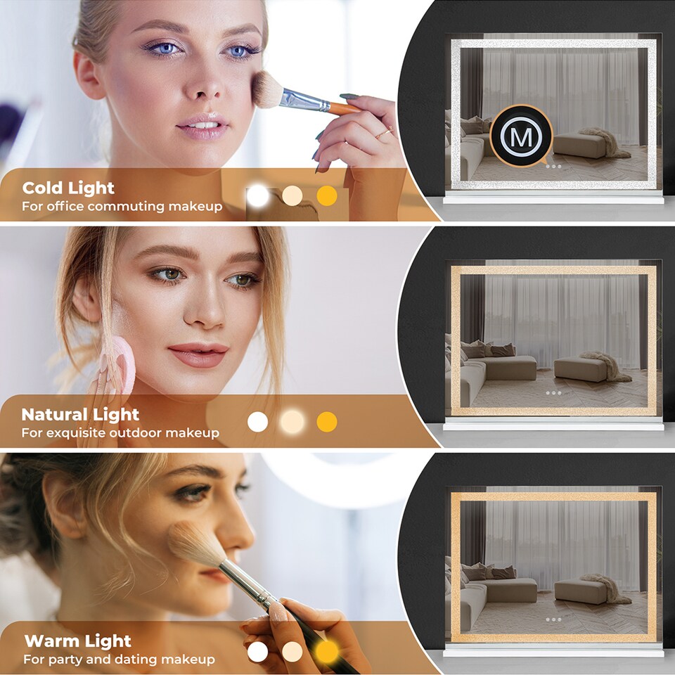 image 1 of Emitto Emitto Tabletop Touch Vanity Mirror Makeup USB LED Medium 58x48cm | Clear | M