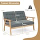 image 2 of COSTWAY Wooden 2-Seater Loveseat Upholstered Lounge Chair Grey